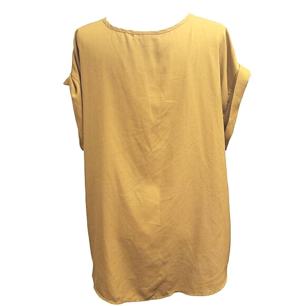 Speed Limit MPH Blouse Cuffef Cap Sleeves V-Neck 1/4 Zipper Dark Gold/Brown 2X - Picture 4 of 7